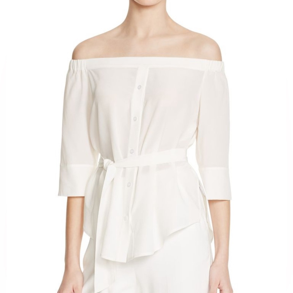 Whistles silk flavia off the shoulder blouse US. 2